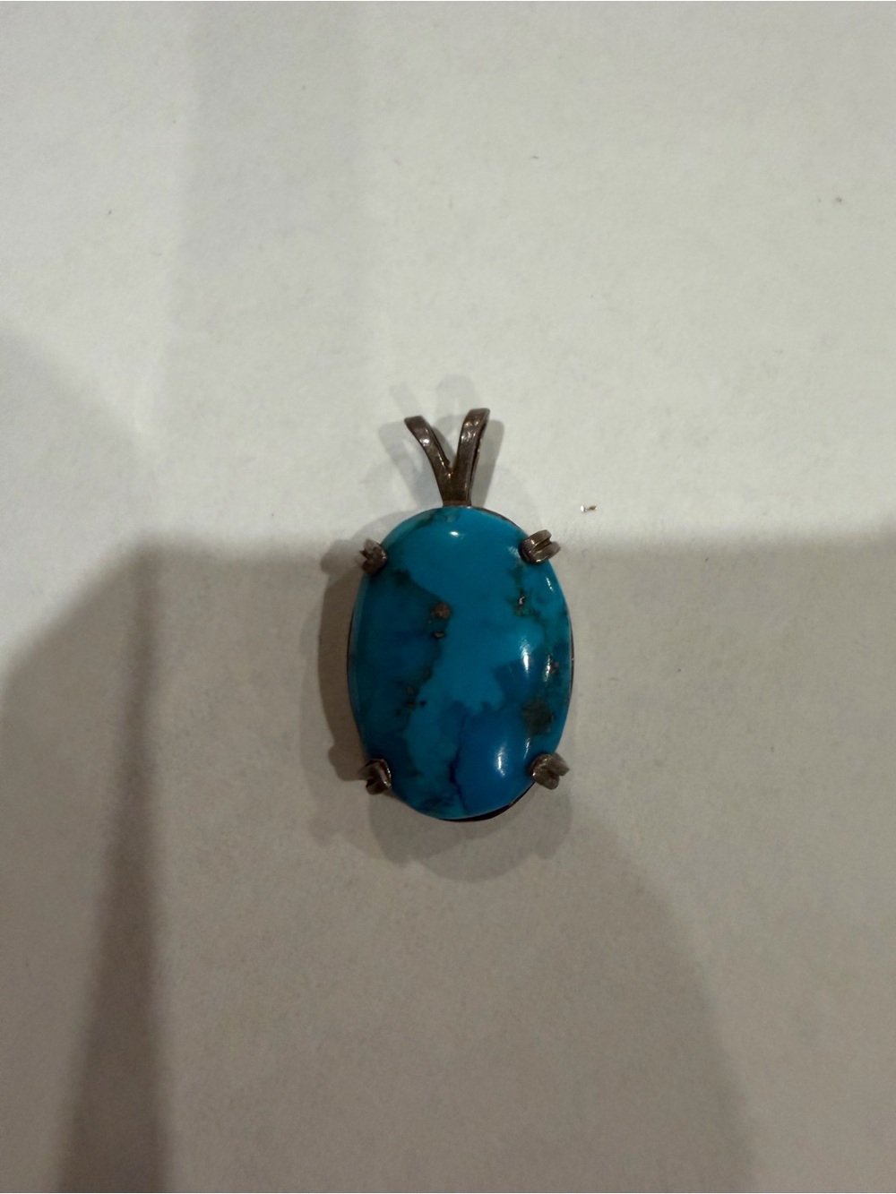 Turquoise Oval Stone Pendant - Blue -